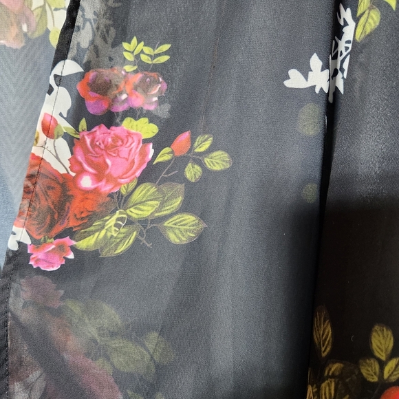 Womens Plus Size 5X Floral Black Kimono - Picture 7 of 7